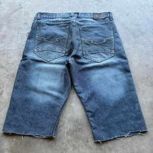 Y2K super faded jorts cut great front honeycomb and calm back embroidery